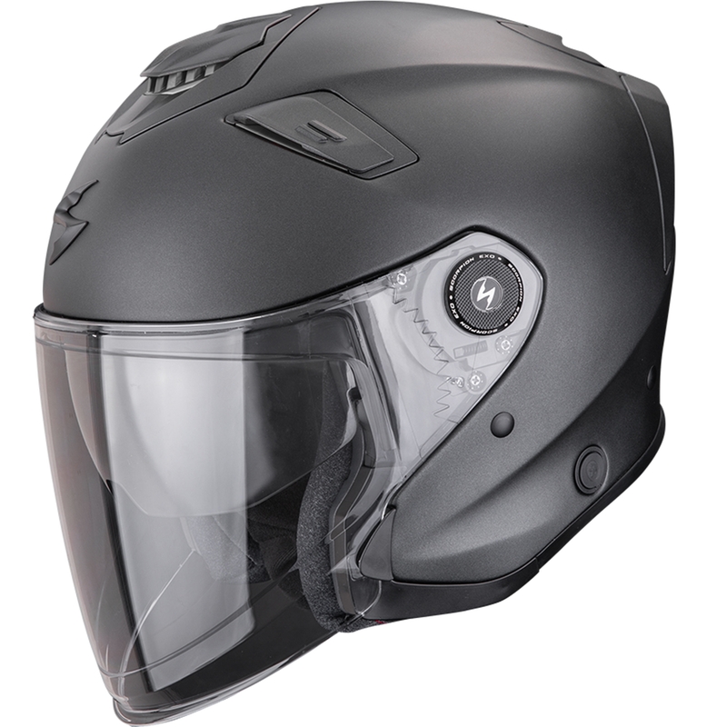 Kask motocyklowy otwarty Scorpion EXO-GT Jet Solid, matowo-perłowy, czarny