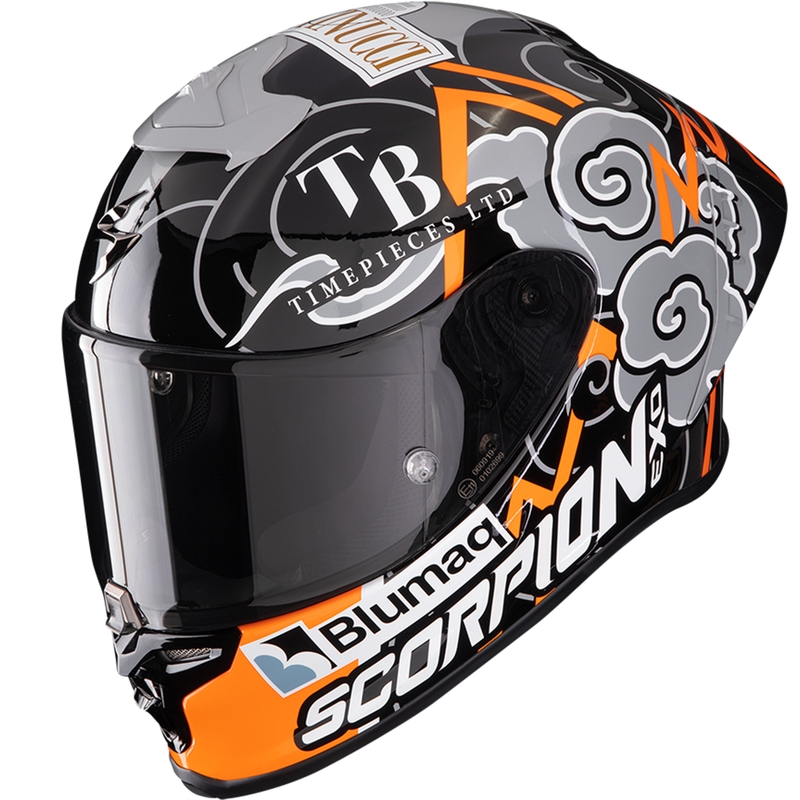 Kask motocyklowy integralny Scorpion EXO-R1 EVO Air FIM RACING #1 Replica Aron 2024 w kolorze czarno-pomarańczowo-szarym