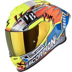 Kask motocyklowy integralny Scorpion EXO-R1 EVO II Air Aron Misano w kolorze srebrno-fluo-żółto-niebieskim