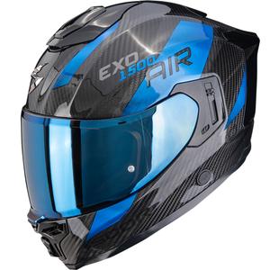 Kask motocyklowy integralny Scorpion EXO-1500 Carbon Air Platted w kolorze czarno-niebieskim