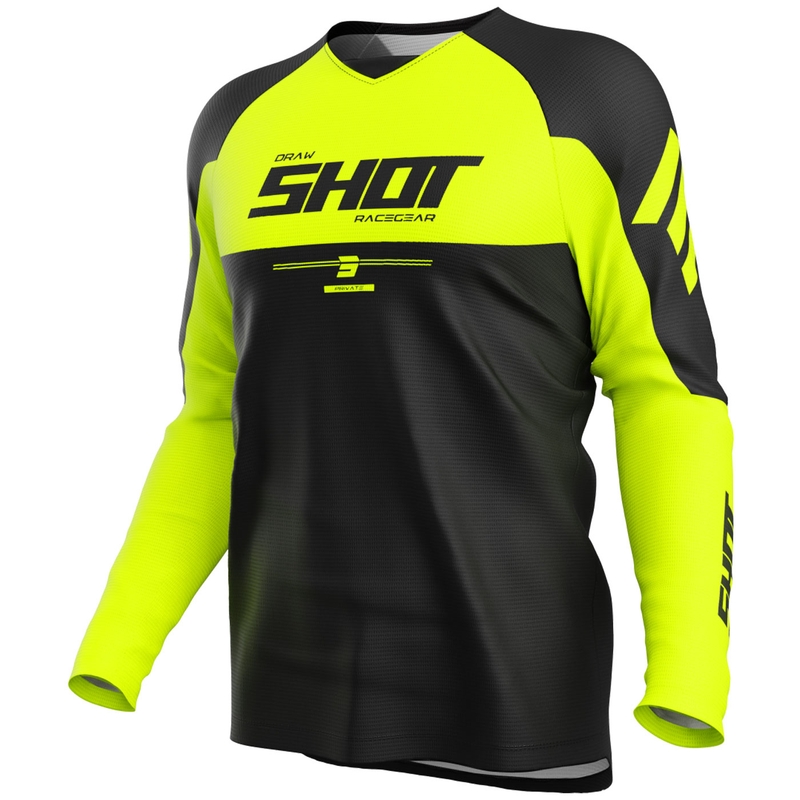 Koszulka motocrossowa Shot Draw Private fluo-żółta