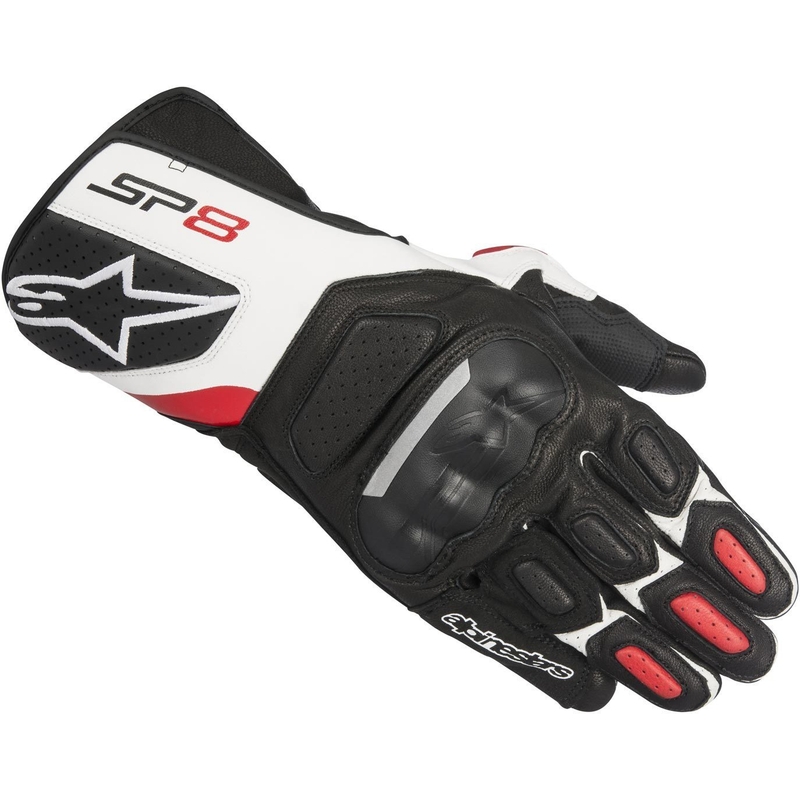 Rękawice motocyklowe Alpinestars SP-8 czarno-biało-czerwone