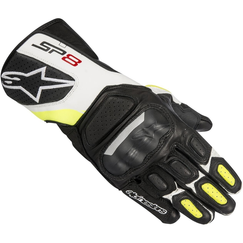 Rękawice motocyklowe Alpinestars SP-8 czarno-biało-żółte