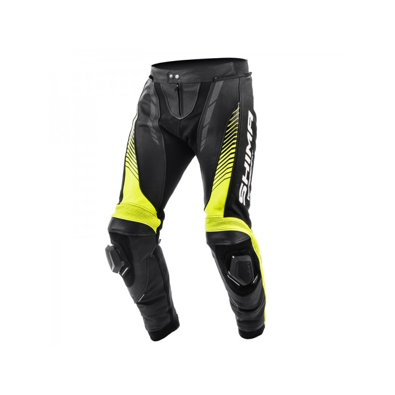 Skórzane spodnie motocyklowe Shima Apex czarno-fluo żółte