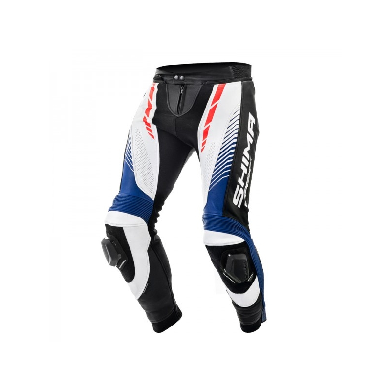Skórzane spodnie motocyklowe Shima Apex czarno-biało-czerwone wyprzedaż
