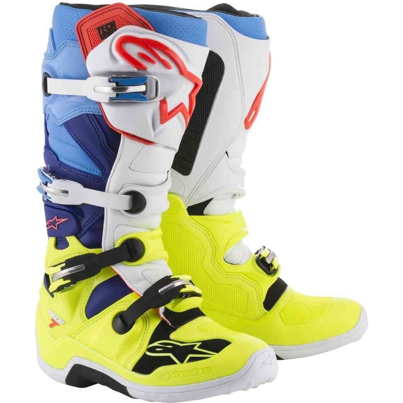 Buty motocyklowe Alpinestars Tech 7 żółto-biało-niebiesko-czerwono-czarne