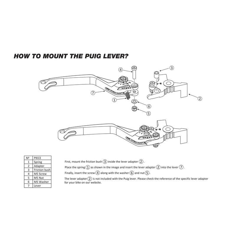 Clutch lever without adapter PUIG 4.0 short black/black