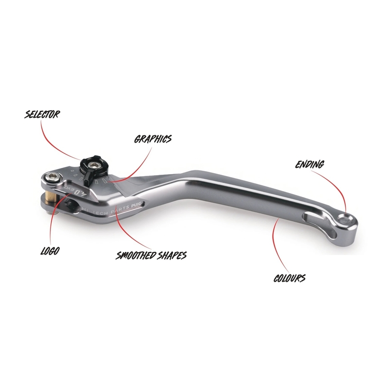Clutch lever without adapter PUIG 4.0 extendable folding black/black