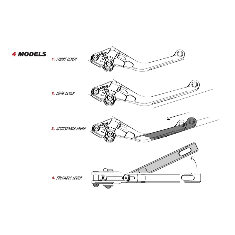 Clutch lever without adapter PUIG 4.0 extendable folding black/red