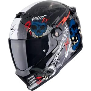 Integralny kask motocyklowy Scorpion COVERT FX SKULLZ czarno-szaro-czerwony