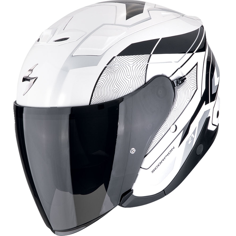 Kask motocyklowy otwarty Scorpion EXO-Z1 VUE biało-czarno-srebrny