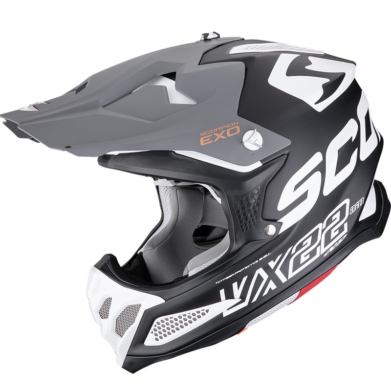 Kask motocrossowy Scorpion VX-22 Air Updown czarno-biało-szary