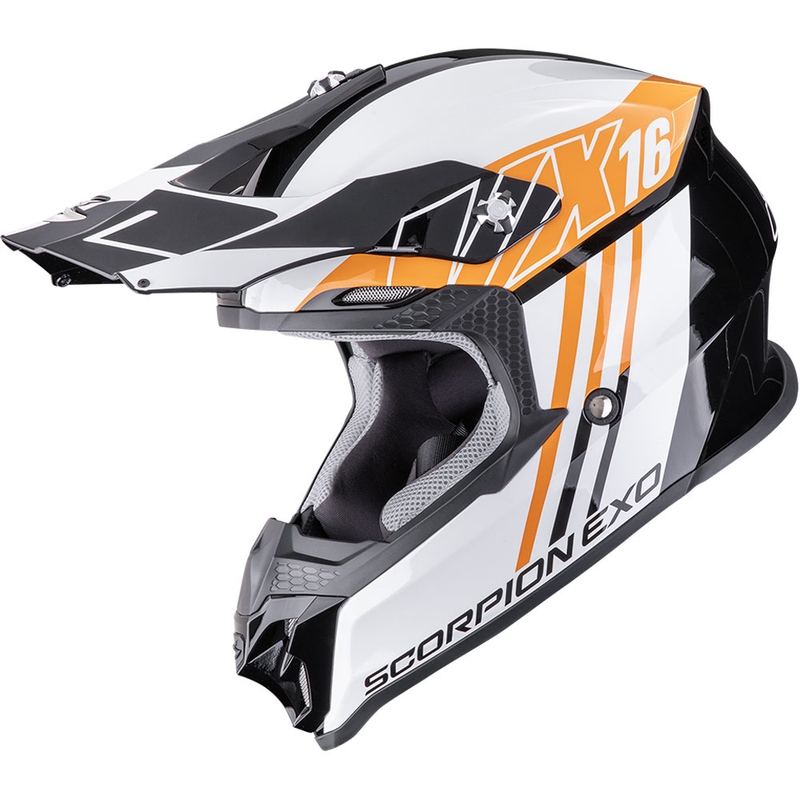 Kask motocrossowy Scorpion VX-16 EVO Air Lignes czarno-pomarańczowy