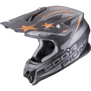 Kask motocrossowy Scorpion VX-16 EVO Air Patriot srebrno-czarno-miedziany