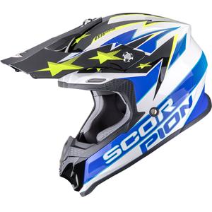 Kask motocrossowy Scorpion VX-16 EVO Air Patriot biało-niebiesko-żółty