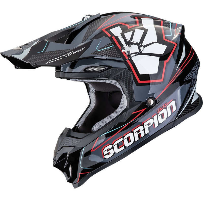 Kask motocrossowy Scorpion VX-16 EVO Air ROK czarno-szaro-czerwony