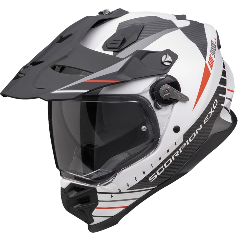 Kask enduro Scorpion ADF-9000 Air Feat matowy biało-czarno-czerwony