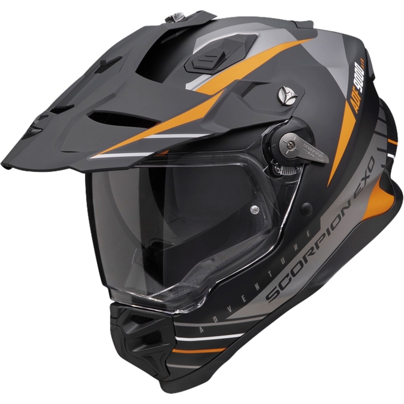 Kask enduro Scorpion ADF-9000 Air Feat matowy czarno-srebrno-pomarańczowy