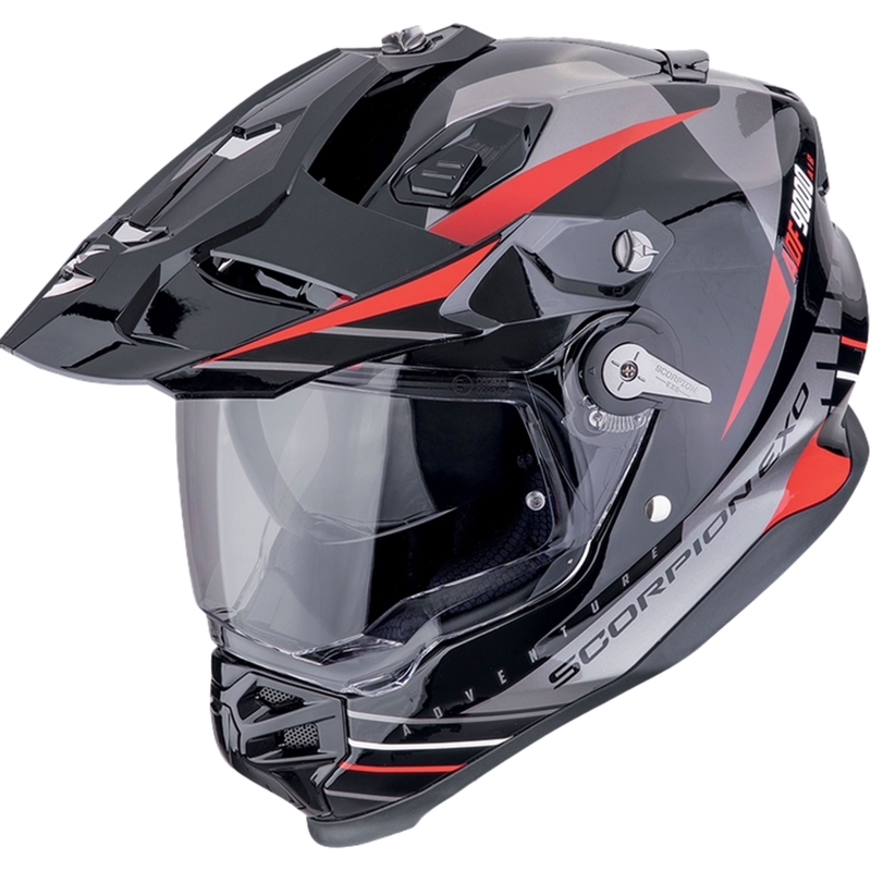 Kask enduro Scorpion ADF-9000 Air Feat czarno-srebrno-czerwony