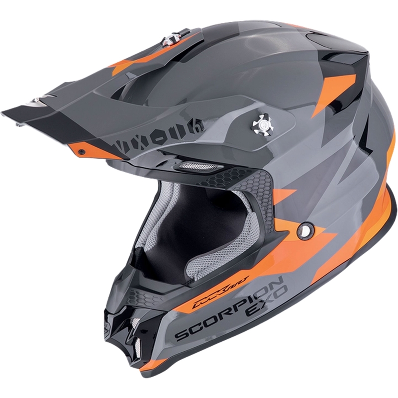 Kask motocrossowy Scorpion VX-16 EVO AIR ROD szaro-pomarańczowy