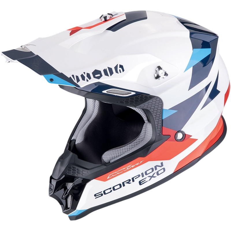 Kask motocrossowy Scorpion VX-16 EVO AIR ROD biało-czerwono-niebieski