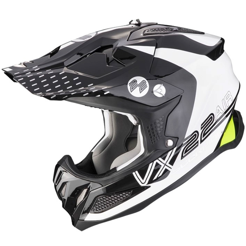 Kask motocrossowy Scorpion VX-22 Air Ares czarno-biało-żółty