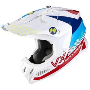 Kask motocrossowy Scorpion VX-22 Air Ares biało-niebiesko-czerwony