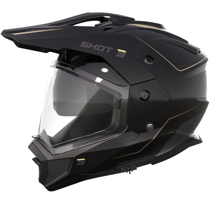 Kask motocyklowy enduro Shot Trek Max Vision Rally połyskujący czarno-piaskowy