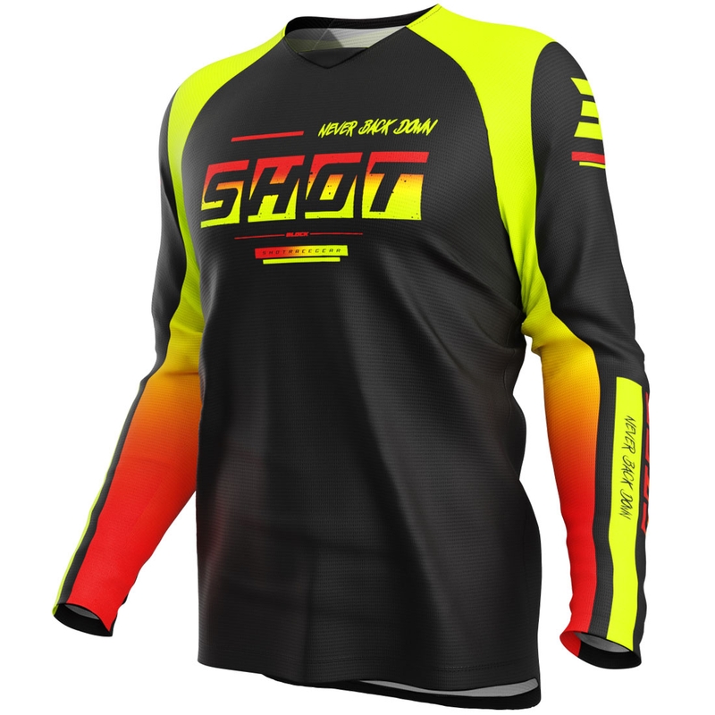 Koszulka motocrossowa Shot Draw Block dla dzieci Fluo Yellow