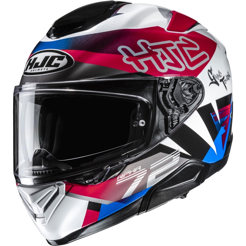 Kask motocyklowy integralny HJC RPHA 72 Goldy MC21 biało-czerwono-niebieski