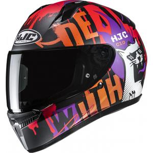 Kask motocyklowy integralny dziecięcy HJC C10 Fop MC7SF czarno-pomarańczowo-fioletowy