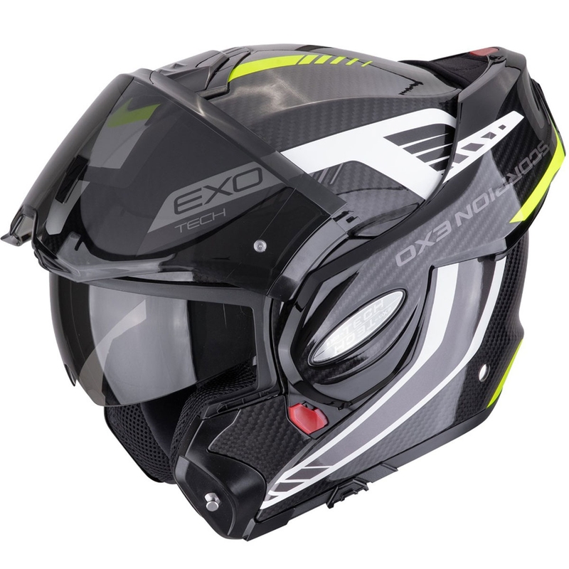 Kask motocyklowy typu flip-up Scorpion EXO-TECH EVO CARBON COSY czarno-fluo-żółty