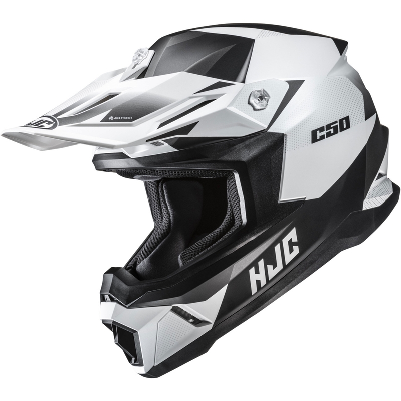 Kask motocrossowy HJC C50 Slide MC10SF czarno-biały