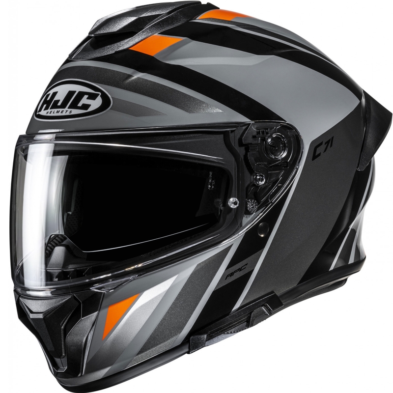 Kask motocyklowy integralny HJC C71 Faber MC7 czarno-szaro-pomarańczowy