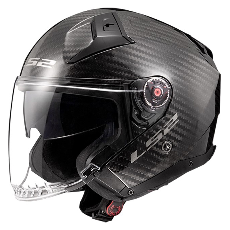 Kask motocyklowy otwarty LS2 OF603 Infinity II Carbon-06 czarny połysk