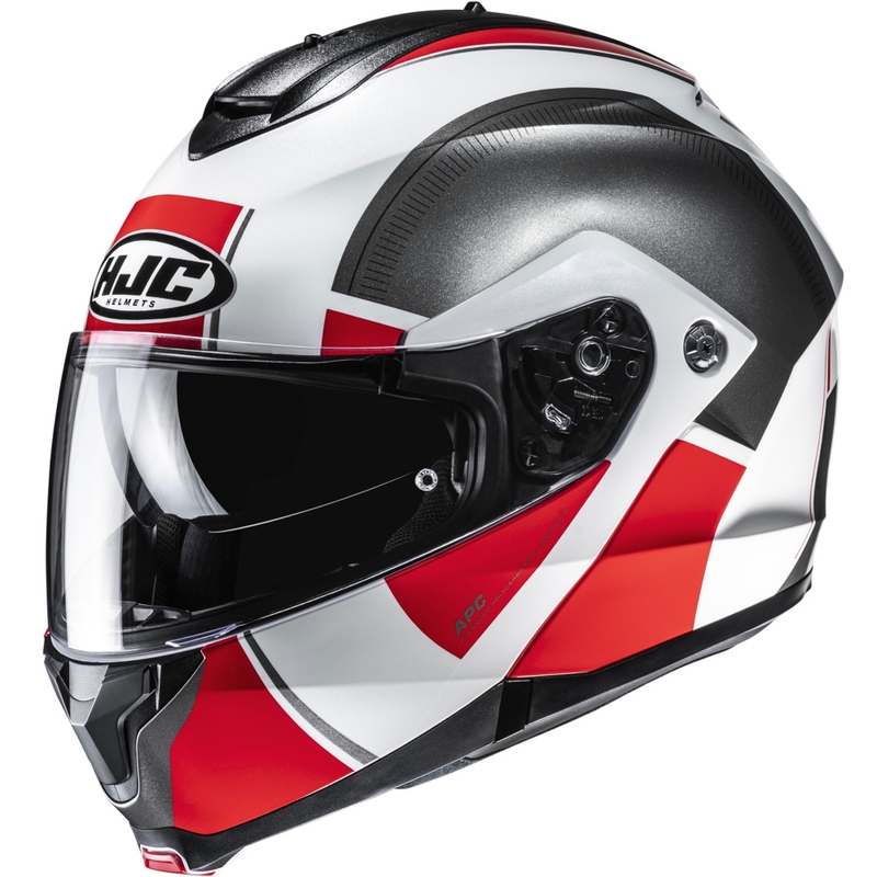 Kask motocyklowy typu flip-up HJC C91N Jyn MC1 czarno-biało-czerwony