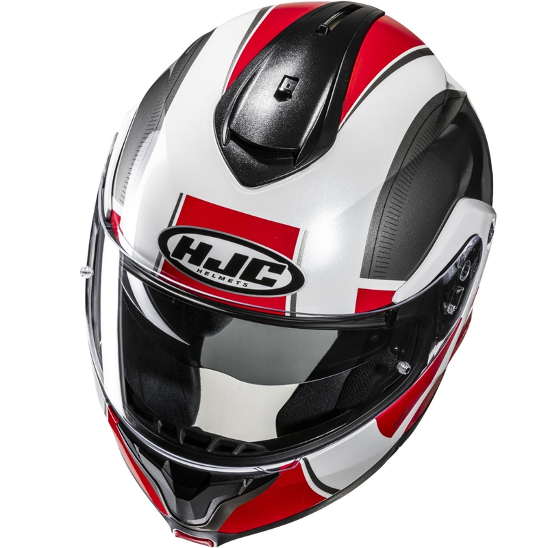 Kask motocyklowy typu flip-up HJC C91N Jyn MC1 czarno-biało-czerwony