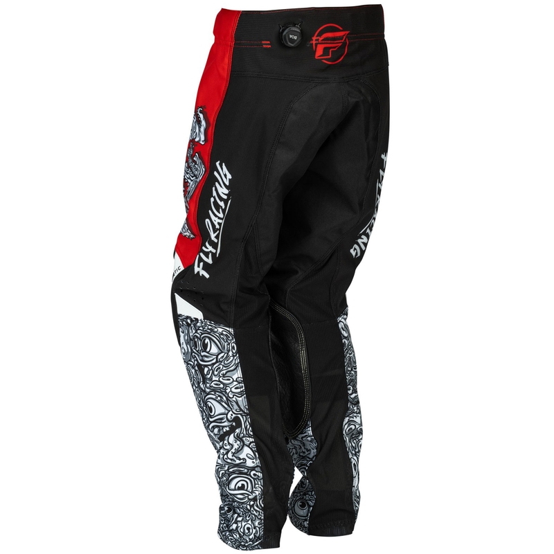 Dziecięce spodnie motocrossowe FLY Racing - USA Kinetic Mutant czerwono-biało-czarne