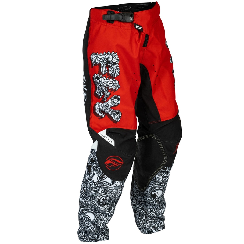 Dziecięce spodnie motocrossowe FLY Racing - USA Kinetic Mutant czerwono-biało-czarne