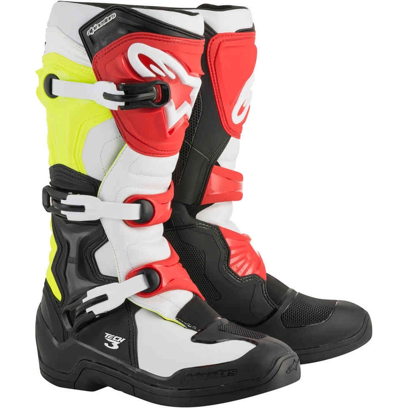 Buty motocyklowe Alpinestars Tech 3 biało-czarno-czerwono-fluo żółte