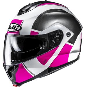 Kask motocyklowy typu flip-up HJC C91N Jyn MC8 czarno-biało-różowy