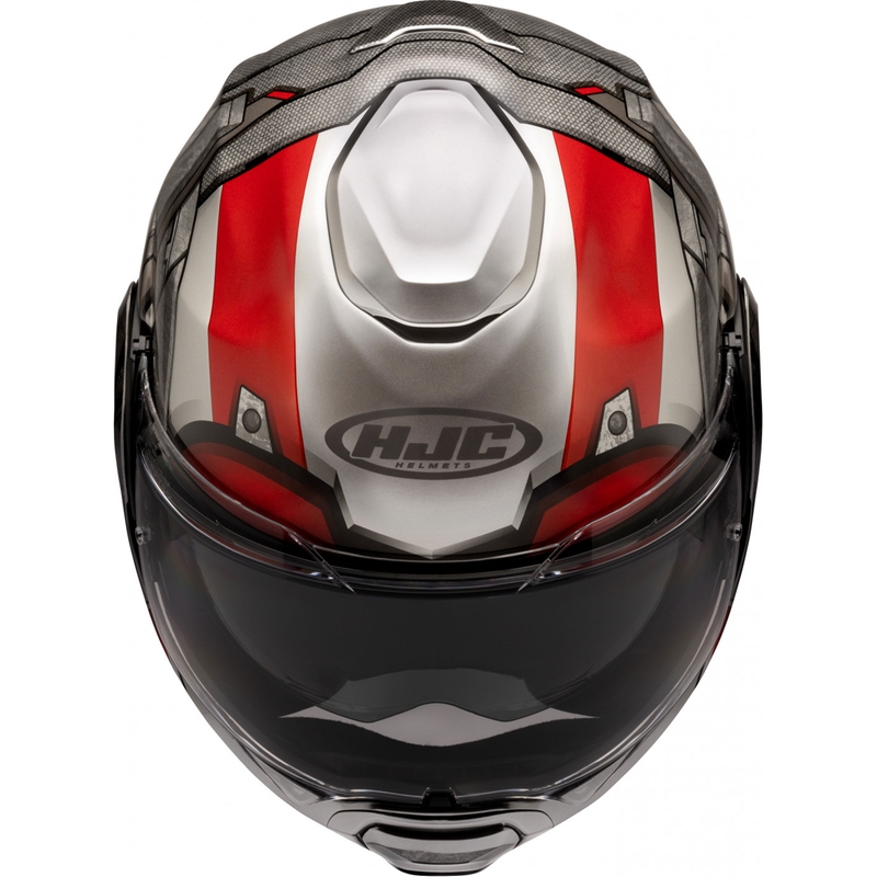 Kask motocyklowy HJC F100 Ant-Man Marvel MC1 z klapką szaro-czerwony