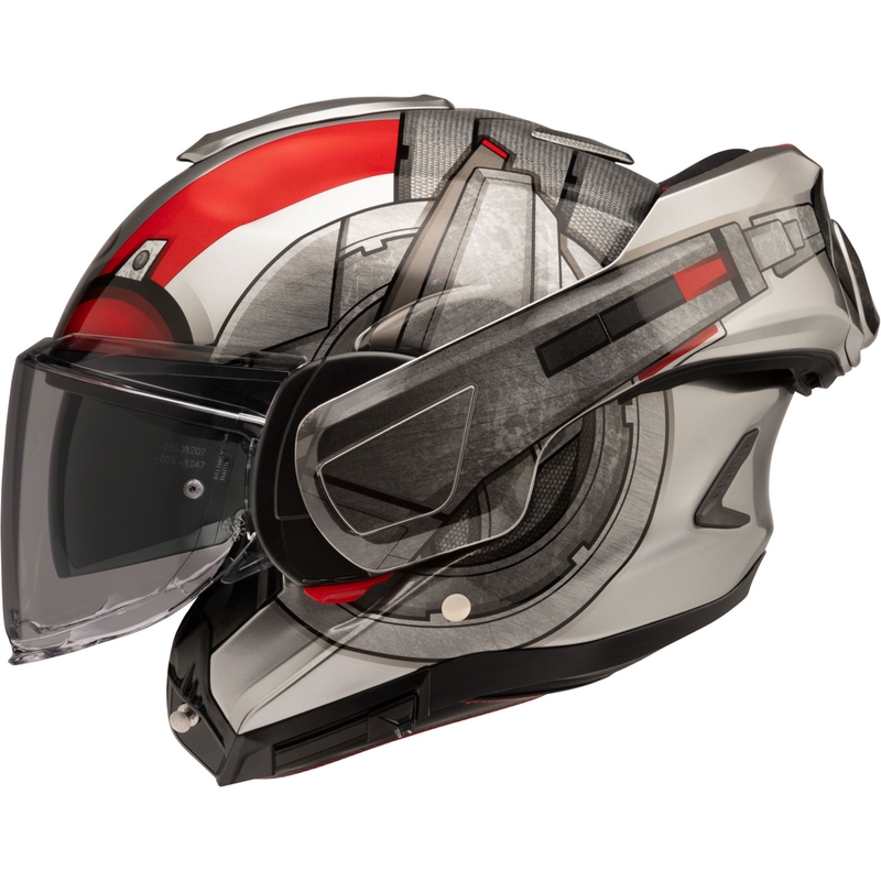 Kask motocyklowy HJC F100 Ant-Man Marvel MC1 z klapką szaro-czerwony