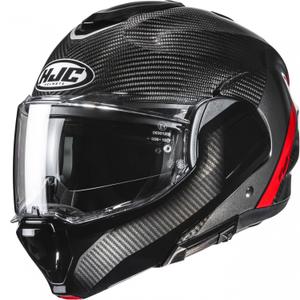 Kask motocyklowy składany HJC F100 Carbon Stan MC1 czarno-czerwony