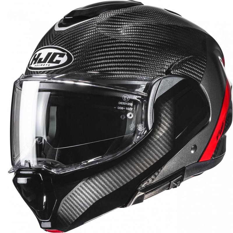 Kask motocyklowy składany HJC F100 Carbon Stan MC1 czarno-czerwony