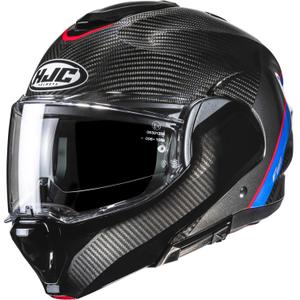 Kask motocyklowy typu flip-up HJC F100 Carbon Stan MC21 czarno-niebiesko-czerwony