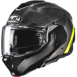 Kask motocyklowy typu flip-up HJC F100 Carbon Stan MC3H czarno-fluo-żółty