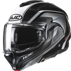 Kask motocyklowy typu flip-up HJC F100 Reff MC21 czarno-srebrno-biały