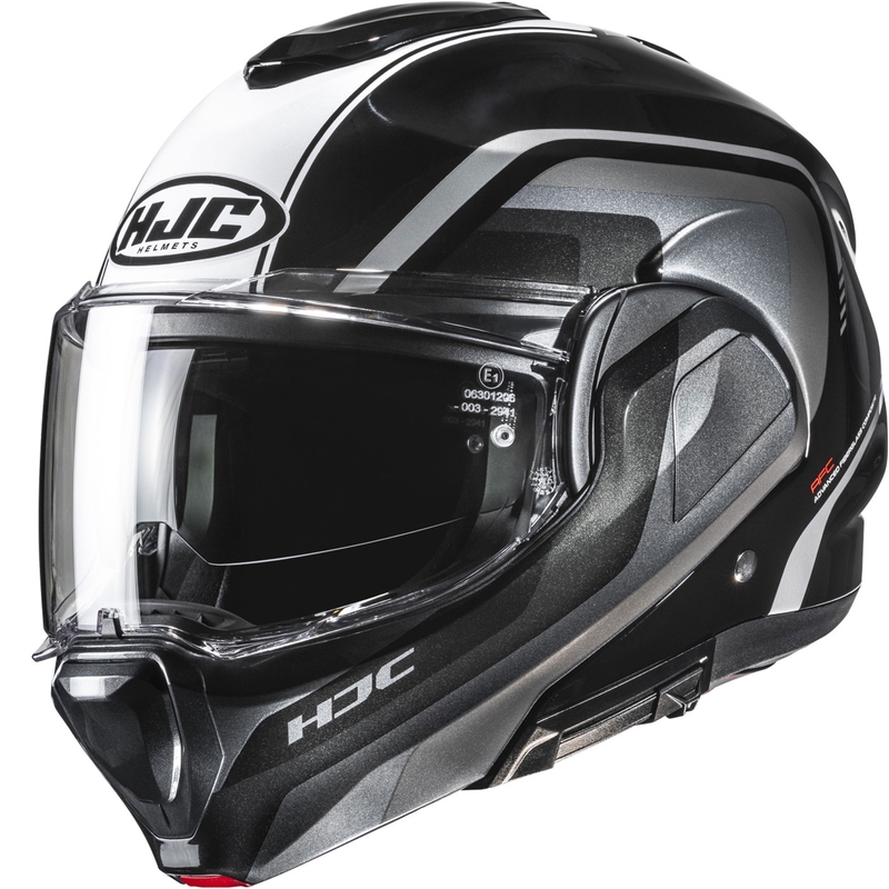 Kask motocyklowy typu flip-up HJC F100 Reff MC21 czarno-srebrno-biały