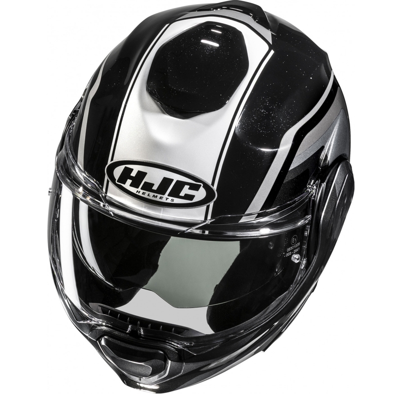 Kask motocyklowy typu flip-up HJC F100 Reff MC21 czarno-srebrno-biały